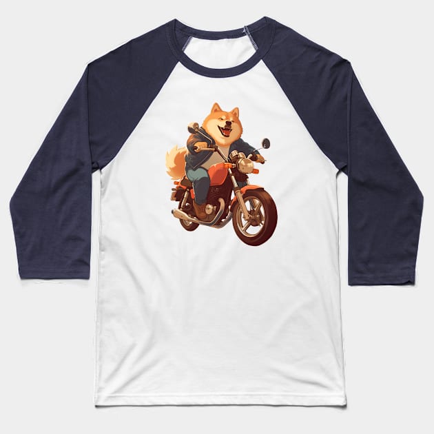 Cool dog riding motorbike Baseball T-Shirt by AestheticsArt81